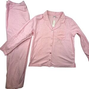 VTG PINK by Kmart Pajama Set Long Sleeve Button Down Top Pants Medium